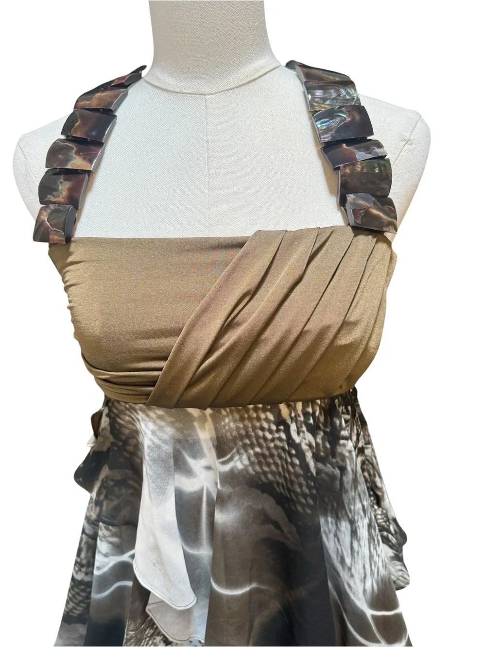 Veloudakis Tiered Ruffle Maxi Dress EU 38 / US 6  Beaded Straps
